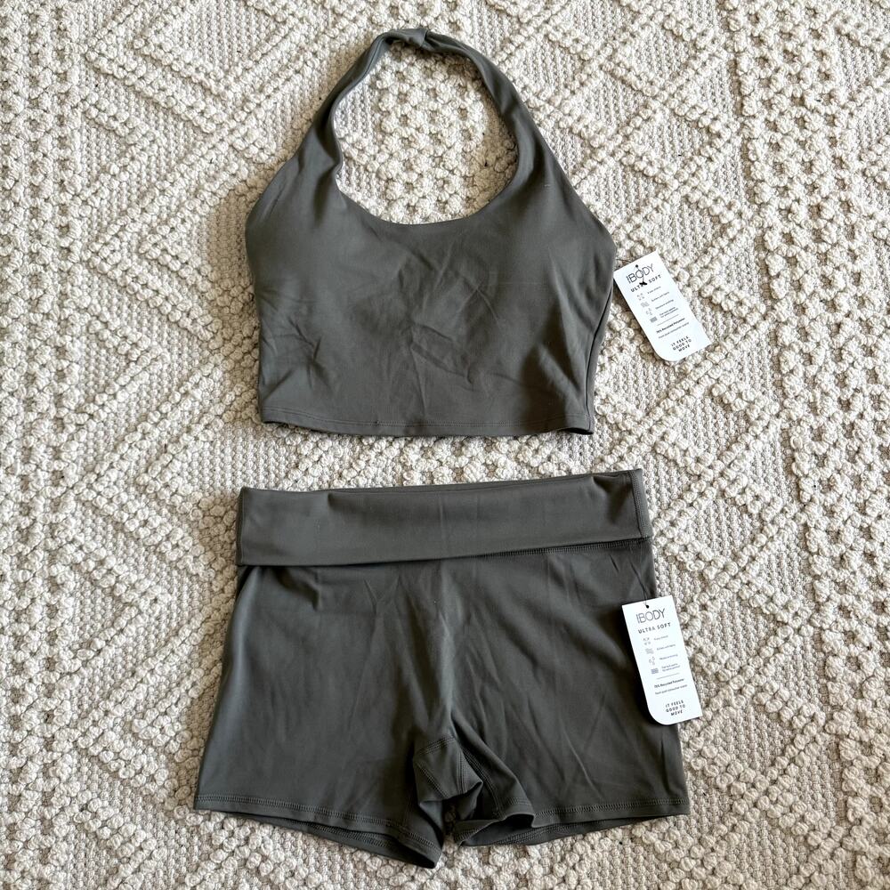 NWT Body Green Halter Tank and Shortie Short Set